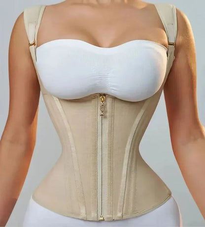 Fajas Body Shaper Shapewear Women Vest Tops Double Compression Waist Trainer Corset Adjustable Zipper and Hook-eyes