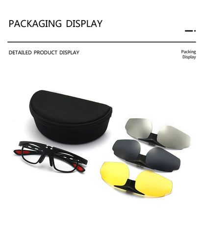 Cycling 4 In 1 Sets Polarized Clip On Sun Glasses Eyeglasses TR90 Magnetic Sunglasses Men Glasses Frame UV400 Anti-Glare