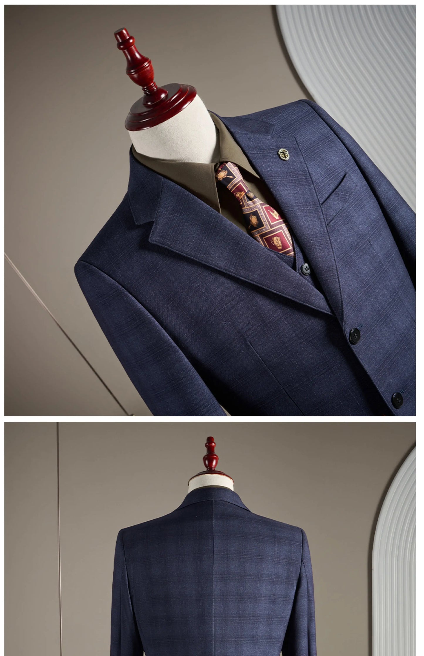 High-quality, Fashionable and Stylish Wedding Casual Checkered Suit Set, Men's Business Casual Suit Three-piece Set
