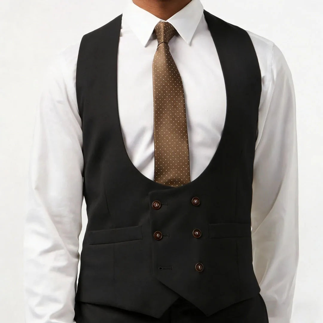 Men Vest White Double Button With Pocket Solid Waistcoat For Wedding Banquet Business Work Office Casual Daily Men Suit Vest