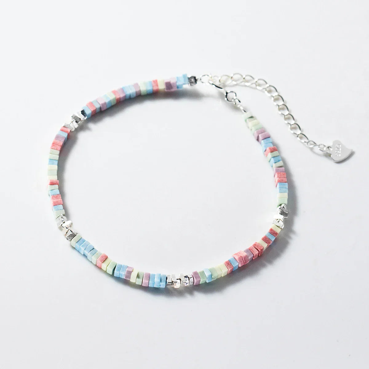 925 Sterling Silver Punk Colorful Square Chain Bracelet Rainbow Color Chain Link Platinum Plated For Women Fine Jewelry