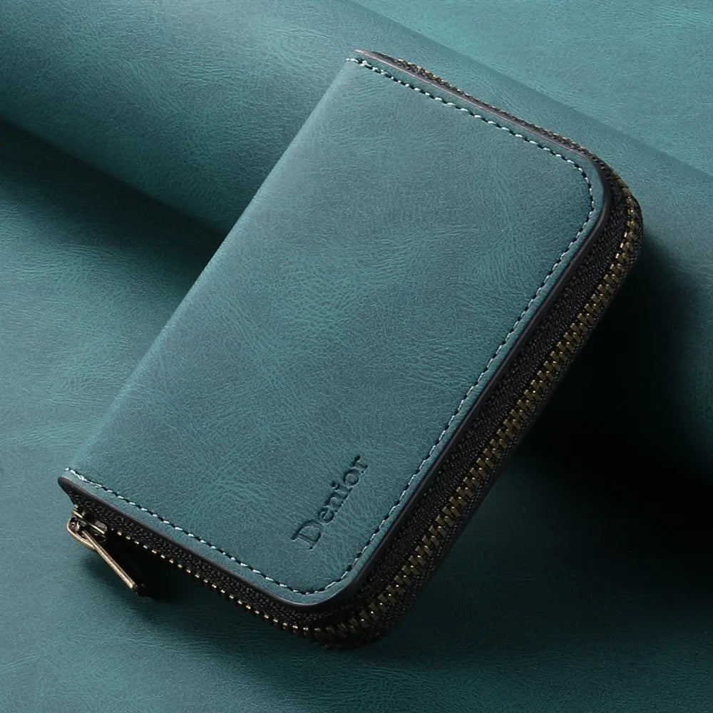 for Magsafe Zipper Wallet Phone Card Holder for IPhone 16 Pro Max 15 14 13 12 S25 S24Plus Ultra Pixel 9  Anti-theft Leather Case