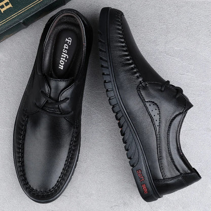 Italian Brand Men's Genuine Leather Casual Shoes Handmade Soles Loafers Lace Up Breathable That's Oxford Shoes for Summer