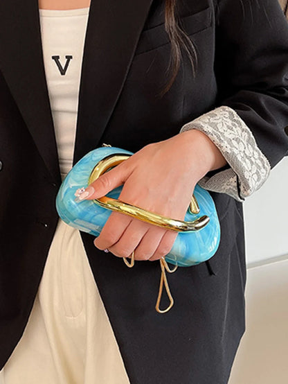 Women's Sealed Box Shaped Acrylic Clutch Fashion Dinner Wedding Party Handbag Elegant Luxury Designer Crossbody Shoulder Bag