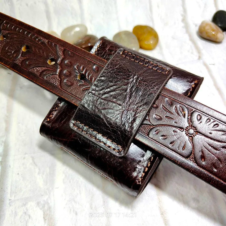 Multifunctional Key Holder Waist Bag Genuine Leather Car Key Case Folding Glasses Belt Pack Men Women 1652cg