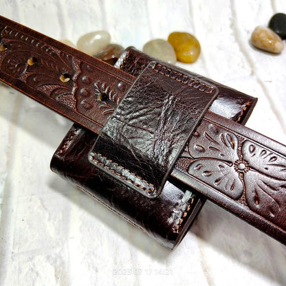 Multifunctional Key Holder Waist Bag Genuine Leather Car Key Case Folding Glasses Belt Pack Men Women 1652cg
