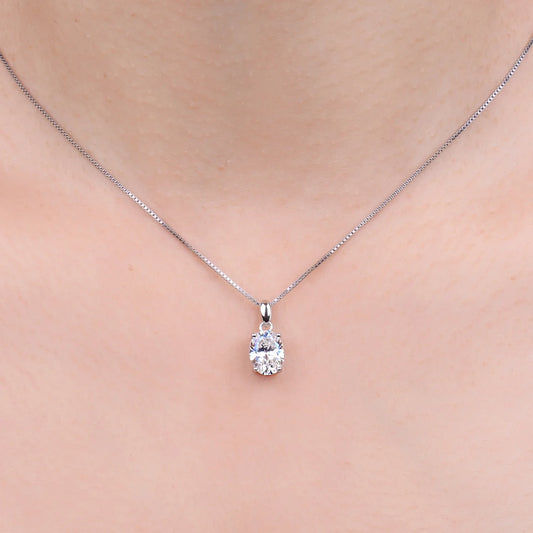 Moissanite D Color 1ct 2ct Oval S925 Sterling Silver Pendant Necklace for Woman No Chain Yellow Rose Gold Plated