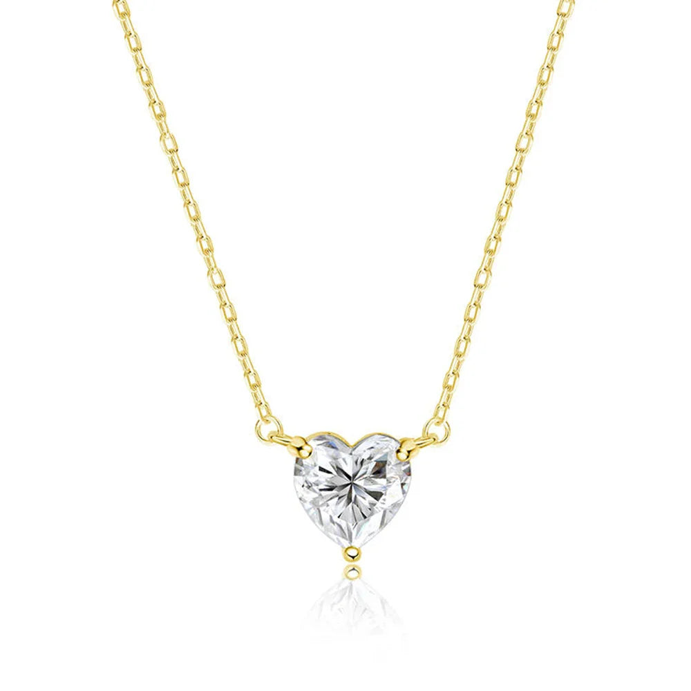 1-3Carat Heart Cut Moissanite Pendant Necklace for Women S925 Silver 18k Gold Plated Solitaire Necklace Jewelry Anniversary Gift