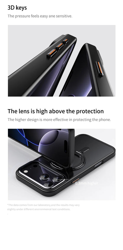 360° Rotating Stand Magnetic Case For iPhone 17 16 15 14 13 12 11 Pro Max Plus 17Air 16e Premium Metal Button Folding Bracket