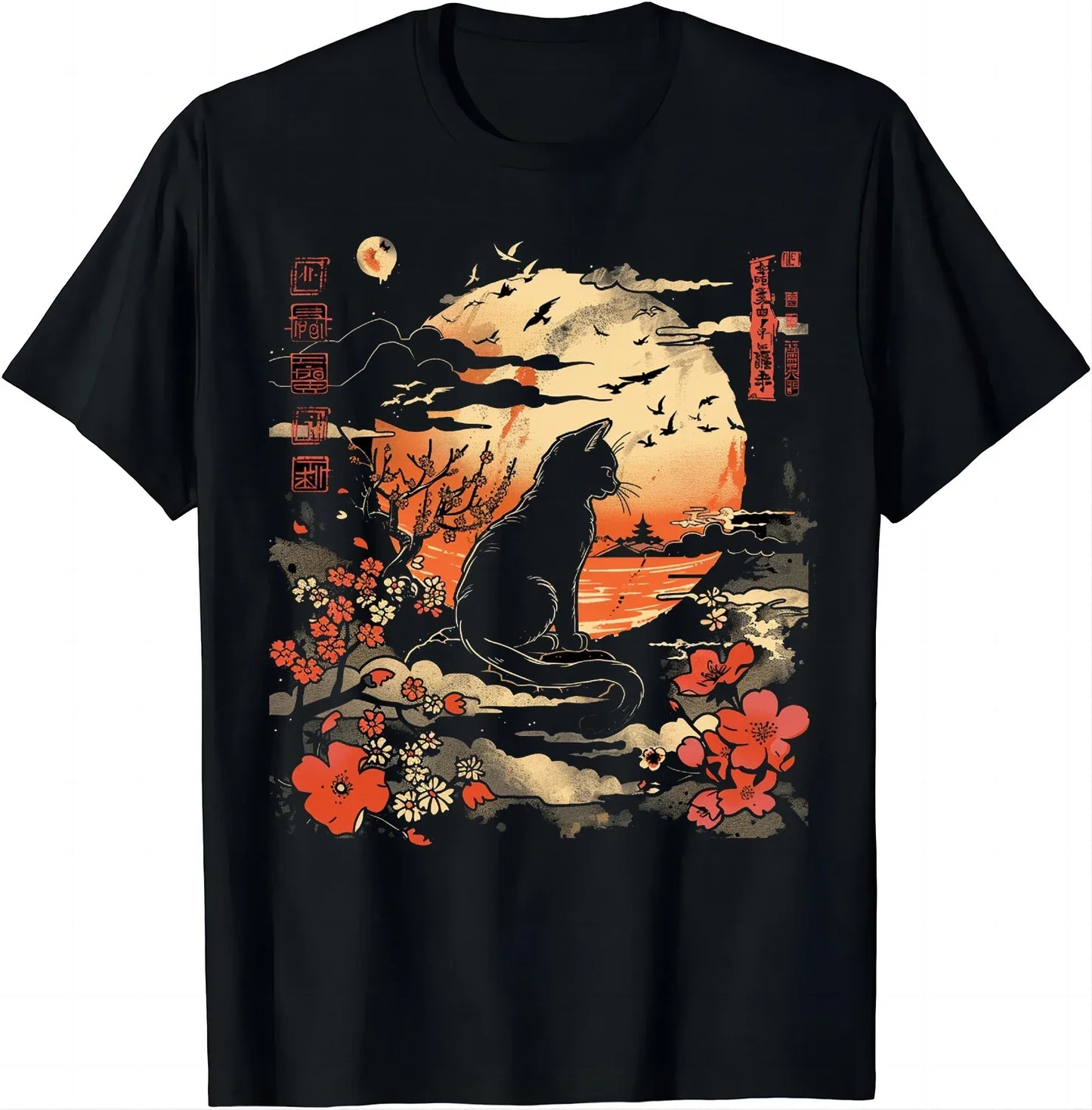Kawaii Cat Anime Japanese Retro Men Women Kids Funny Cat T-Shirt  Graphic T Shirts  Y2k Top  Shirts for Women  Camisetas