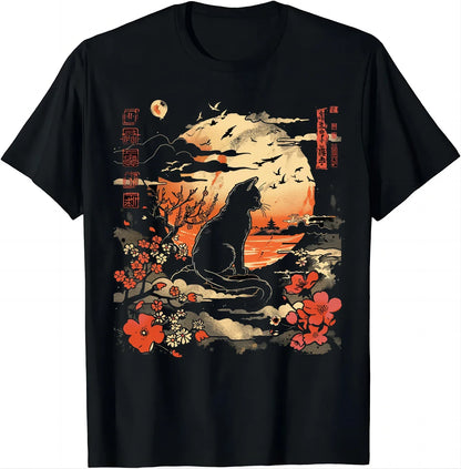 Kawaii Cat Anime Japanese Retro Men Women Kids Funny Cat T-Shirt  Graphic T Shirts  Y2k Top  Shirts for Women  Camisetas