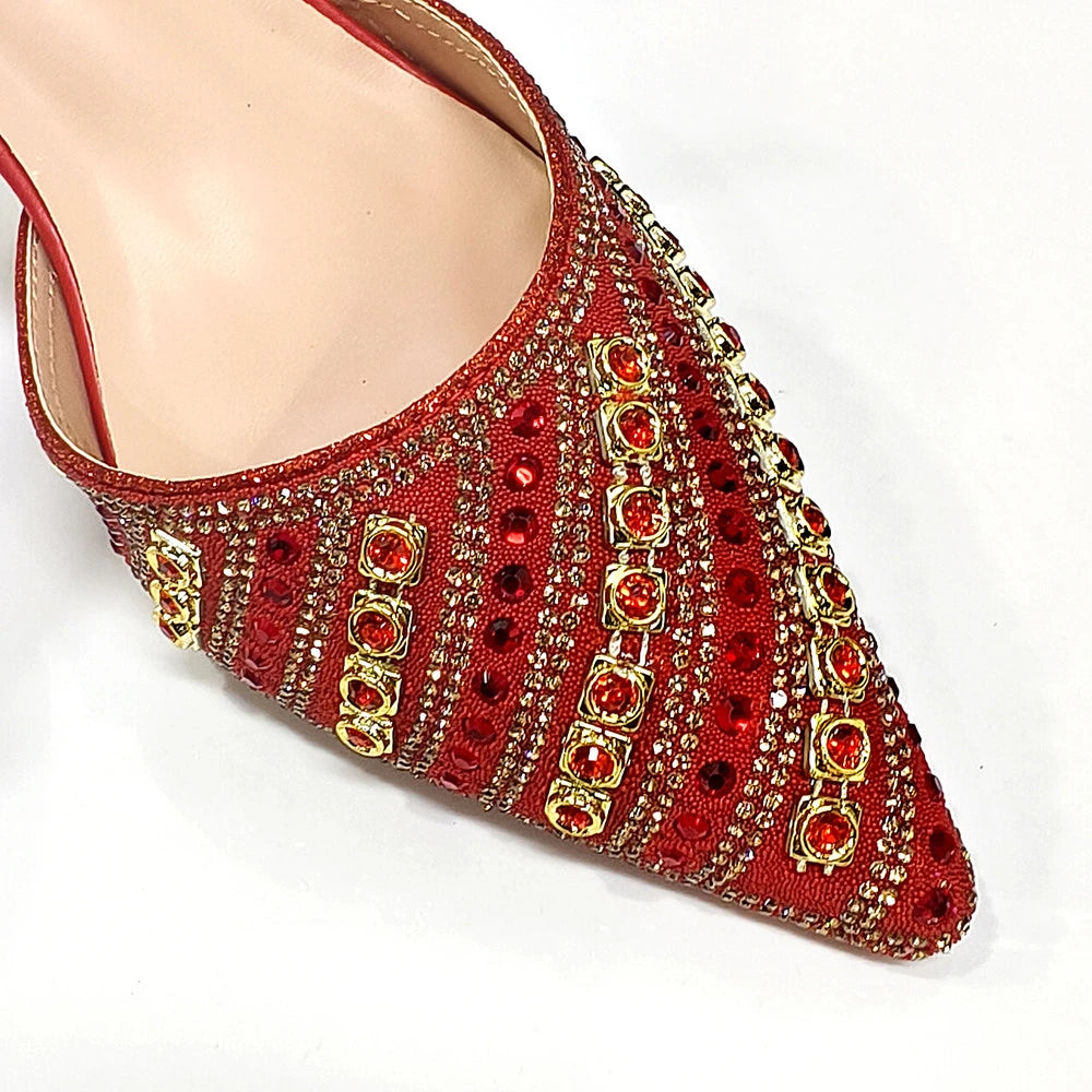2025 Elegant Multicolor Color Women's  Heels and Rhinestone Handbag Set - Italian Design for Weddings and Parties