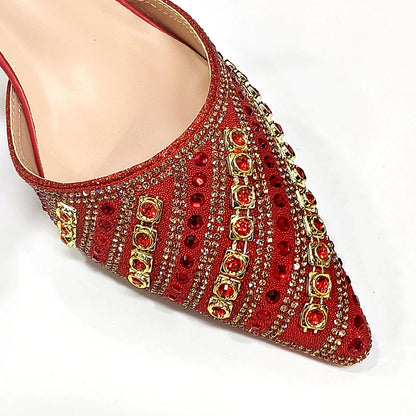 2025 Elegant Multicolor Color Women's  Heels and Rhinestone Handbag Set - Italian Design for Weddings and Parties