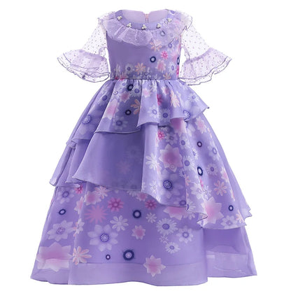 Magic House Charm Costumes For Girls Kids Birthday Princess Party Dress Luisa Madrigal Cosplay Children Halloween Carnival Gown