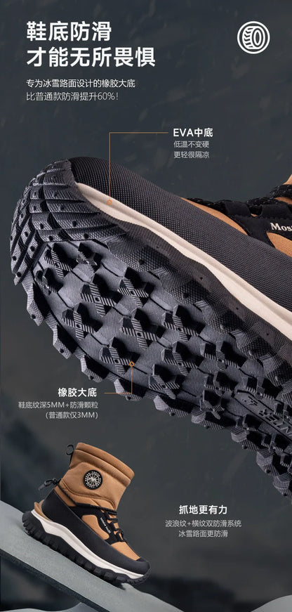 Men's Winter Boots 2026 New Snow Boots Thickened Warm Boots Waterproof Non-Slip Winter Shoes Thick Sole Cold-Proof Shoes