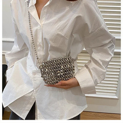 PU Sense of Luxury Solid Color Evening Bags Hollow Out Temperament 2025 Hot Sale Ladies Bags Versatile Fashion Shoulder Bags