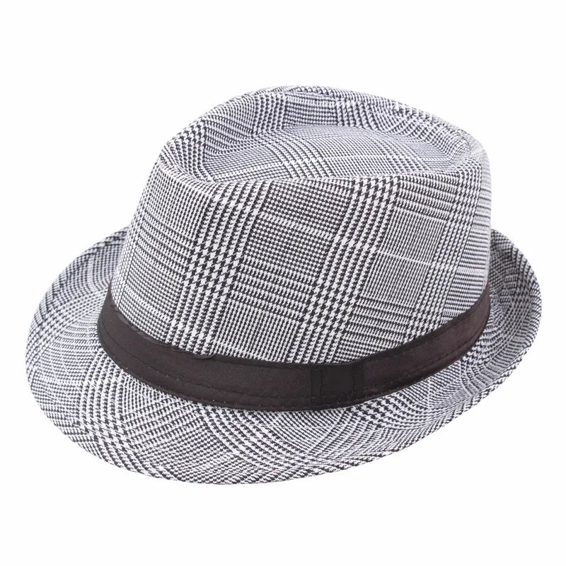 Check Fedora Middle-aged and elderly spring/summer leisure gentleman jazz hat men's artistic sunshade Party Bucket hat