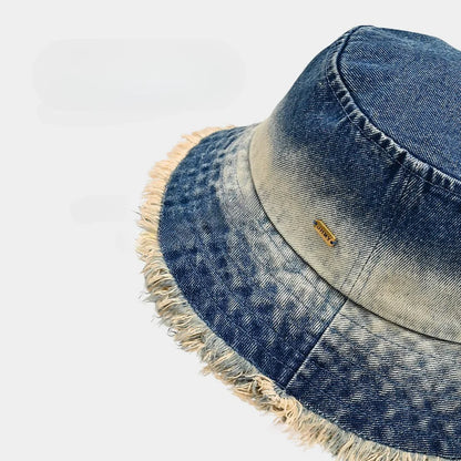 Fashion Washed Denim Bucket Hat for Women Men Summer Travel Outdoor Sunshade Sunscreen Hat Man Retro Bucket Hat