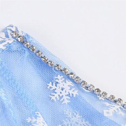 New Sequined Blue Elsa Party Dress For Girl Role Play Princess Apparel Toddler up Birthday Festival Carnival Apparel Accessories