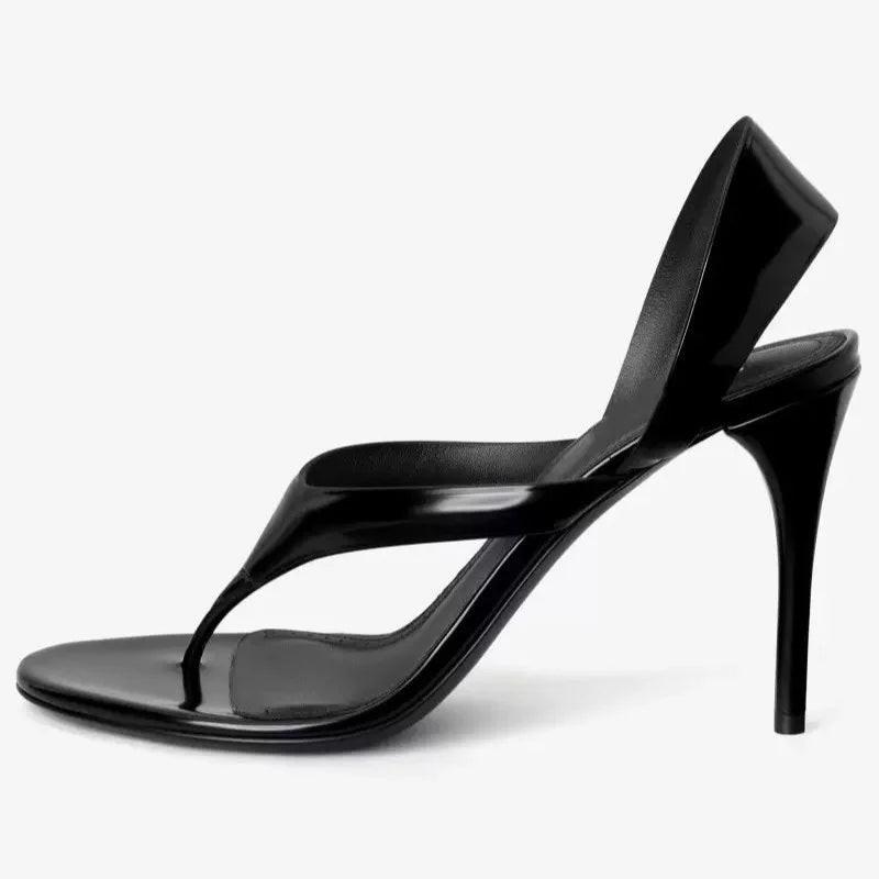 Summer New Women's Stiletto Sandals Concise Female Flipflop High-heeled Sandals Slingback Runway Ladies Shoes Large Sizes 34-46