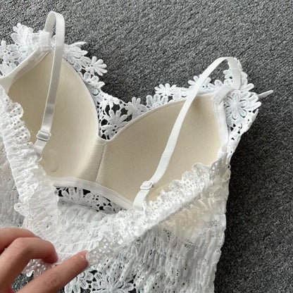 2022 Fashion Backless Hollow out Camis Women V Neck Strapless Elegant Beach Top Blouse Ladies Sexy Club Tank Top