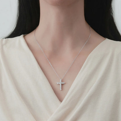 GRA Certified 3.5MM Moissanite Cross Pendant Necklaces for Women S925 Sterling Silver Clavicle Chains Fine Jewelry Gift