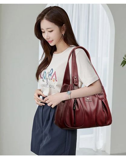 100% Genuine Leather Women Handbag Fashion Girls Top-Handle Bucket Bag Soft Cowhide Female Shoulder Bags Women Crossbody Bag Sac