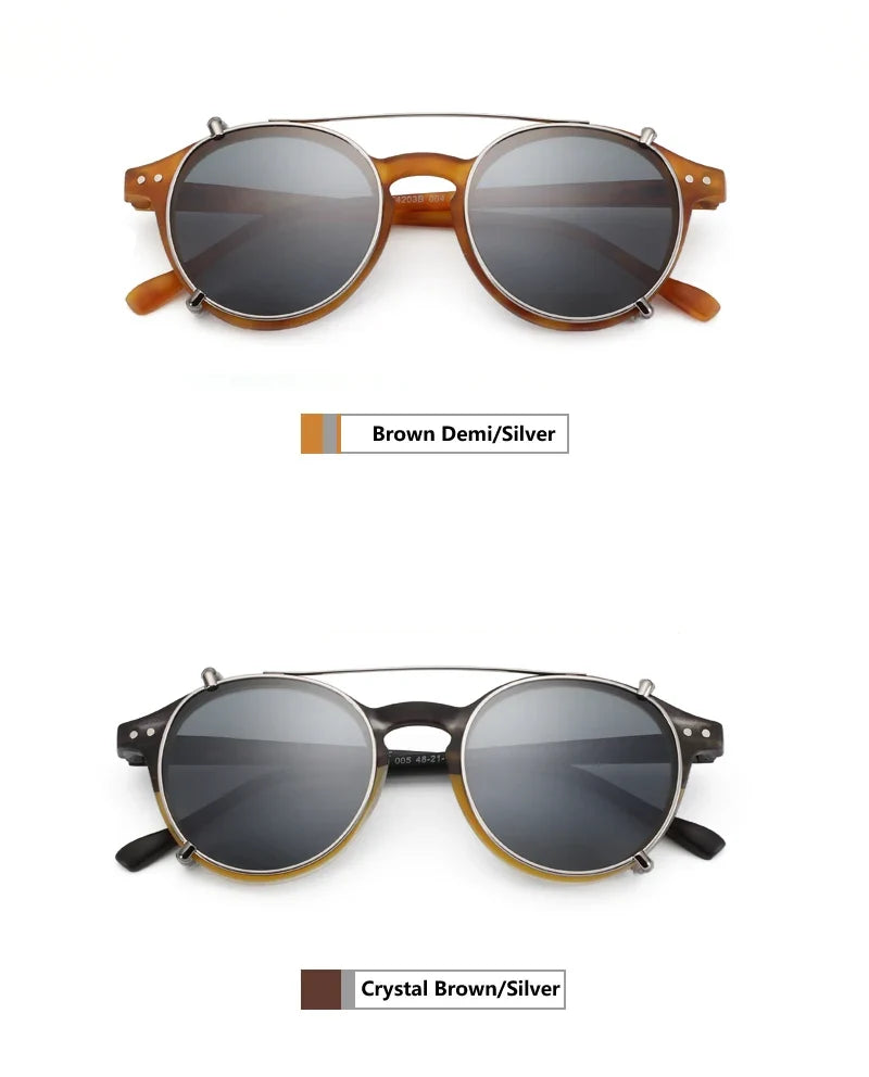 Steampunk Style Clip On Sunglasses for Men Women Anti Blue Light Glasses+Polarized Clip Fashion/Retro Computer Eyewear