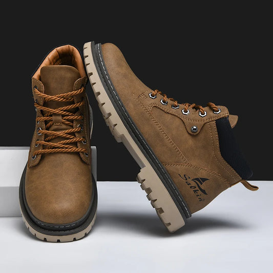 Handmade Men Boots Autumn Outdoor Hiking Boots Ankle Winter Leather Shoes Sneakers Hombres Botas High Top Footwear Anti Slip