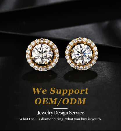 New Chamrs 1.0 Carat Moissanite D Color Diamond Detachable Stud Earrings for Women Solid 925 Sterling Silver Jewelry