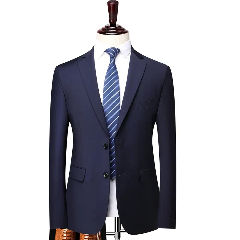 S-8XL Blazer New Men's Fashion Business Solid Color British Style Professional Work Groom Wedding Dress Best Man Blazer Jacket