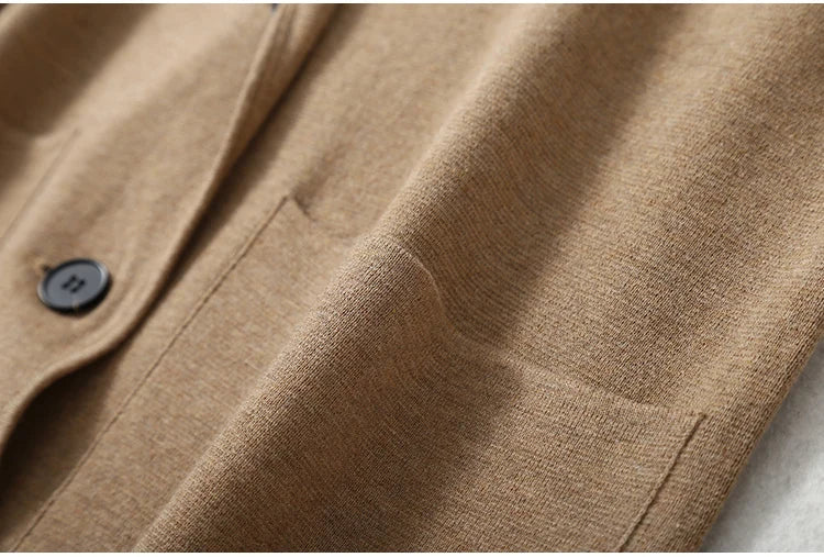 Women Blazer Cashmere Silk Blends Solid Colors Camel Long Sleeve Buttons Down Fashion Jacket Coat  Winter Warm XL XXL LY051