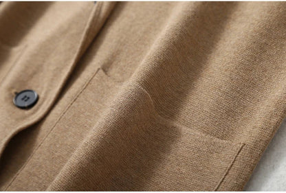 Women Blazer Cashmere Silk Blends Solid Colors Camel Long Sleeve Buttons Down Fashion Jacket Coat  Winter Warm XL XXL LY051