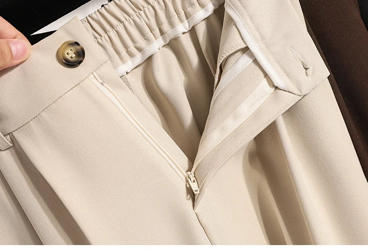 Plus Size Pants Woman 2026 Spring Autumn New Arrival High Waist Suit Pants High Quality Korean Style Straight Trousers
