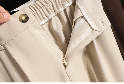 Plus Size Pants Woman 2026 Spring Autumn New Arrival High Waist Suit Pants High Quality Korean Style Straight Trousers