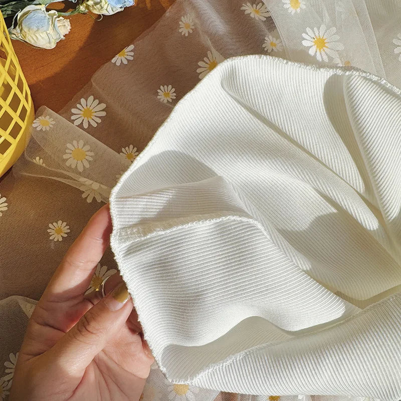 Girls Casual Dresses Little Daisy Flower Mesh Dress for Girls Summer Camisole Pompadour Dress Girls Clothes for2 To 7 Years