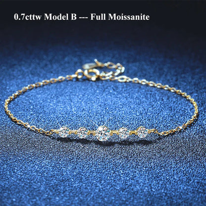 Micro Full 2/2.5/3mm D Color Moissanite Diamond Tennis Bracelet for Woman 925 Silver Plated 18k Adjustable Link Bracelets