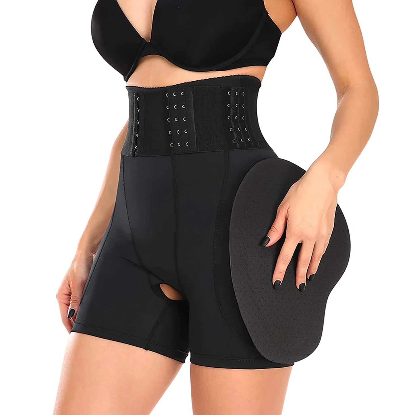 Women Hip Padded Shorts High Waist With Hook Tummy Control Panties Sexy Fake Ass Butt Lifter Booty Enhancer Big Buttocks Brief
