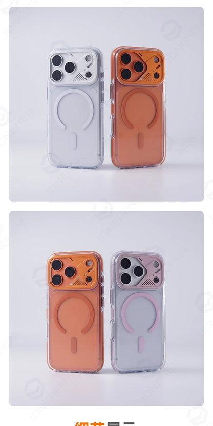 Luxury Transparent For Magsafe Magnetic Case For iPhone 17 Pro Max 17pro Technology Style Metal Lens Protection Clear Hard Cover