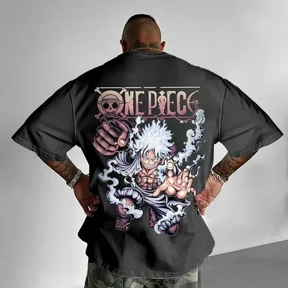 ONE PIECE Japanese Anime Men's T-shirt Monkey D. Luffy Summer Cotton Boy Children's Parent-child Clothing Harajuku Short Sleeve