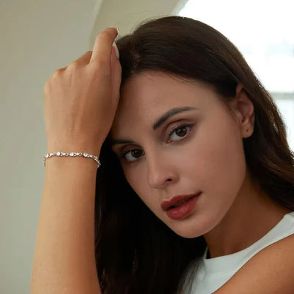 Luxury Rose Gold Color Chain Link Bracelet for Women Ladies Shining AAA Cubic Zircon Crystal Jewelry JIB013
