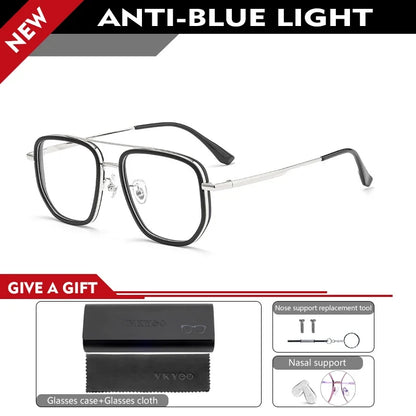 Ultra Lightweight Titanium Frame TR90 Retro Polygonal Eyeglasses Frames Anti Blue Light Glasses Customizable Prescription