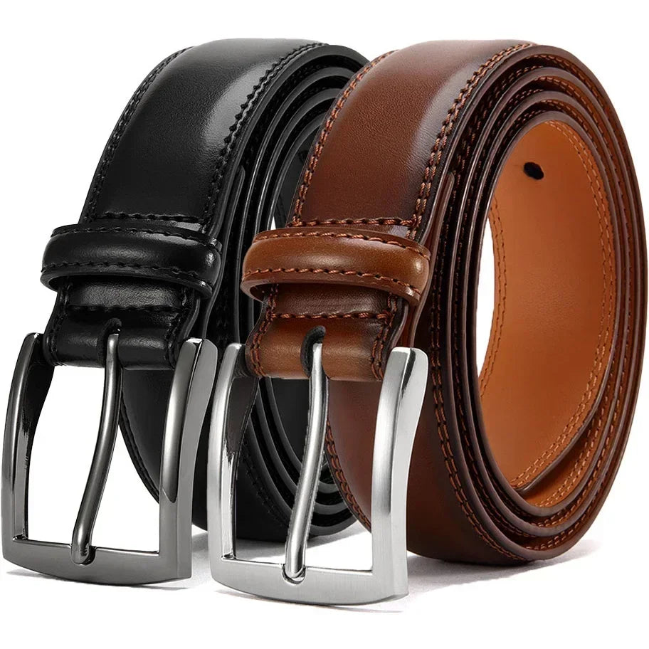 Men's Leather Belt Needle Buckle Belt Trendy New Casual Leather LONG Large Belts Cowhide Men's Belt Plus Size Men Belts