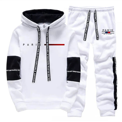 Autumn Winter Mens Tracksuit Print Casual Sweatshirts Sportswear Outdoors Sports Jogging Mens Clothing Single Piece Hoodie Pants