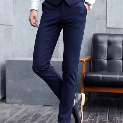 2026 New Men's Rose Red Trousers, Asian Size Blue Formal Pants, Black Pantalon Hombre.