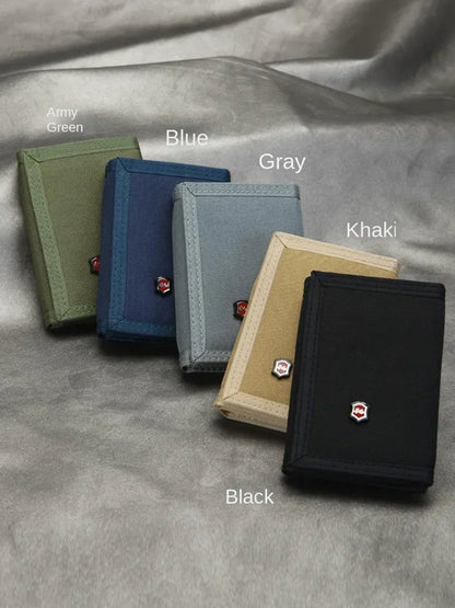 Men'S 5 Colors Korean Tri-Fold Coin Purse Canvas Wallet Solid Color Fashion Slim Multifunctional Classic Portable Card Holder
