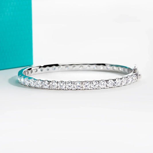 Bracelet éternité en moissanite de 4 mm (11,7 carats au total) en argent sterling 925 plaqué or blanc 18 carats, bracelet classique pour femme