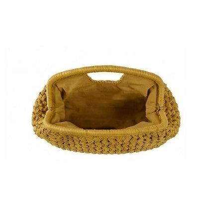 Seaside vacation style grass woven bag, spring and summer new style, European and American high-end feeling, hand-held gold clip