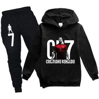 Spring Autumn Tracksuit Football CR7 Print Kid's Clothes Hoodie+Pants Suit 2pcs Set Boy Girl 3-12 Years Children Holiday Gifts