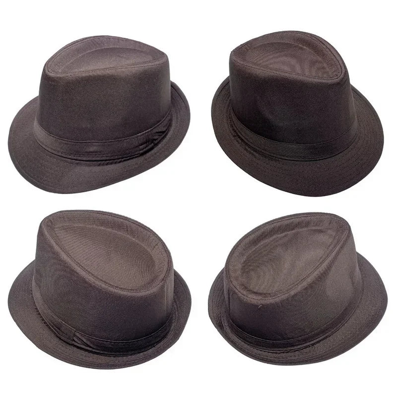 Summer Solid Bright Color Sun Hat British Jazz Hat Top Hat Men's Top Hat Winter Middle-aged and Elderly Jazz Warm Hat Fedora Hat